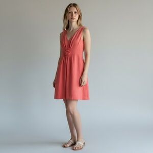 Lilly Pulitzer Parker Textured Flower Waist Knee Length Dress Size 12 Coral‎ Pin
